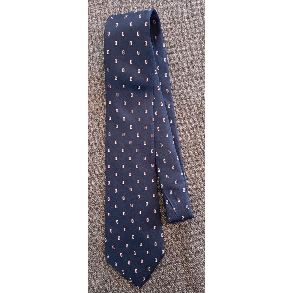 Tie 70s 80s 90s Y2K New Vintage Dimitri Silk Navy Blue Red 3.5 Wide 55 Long